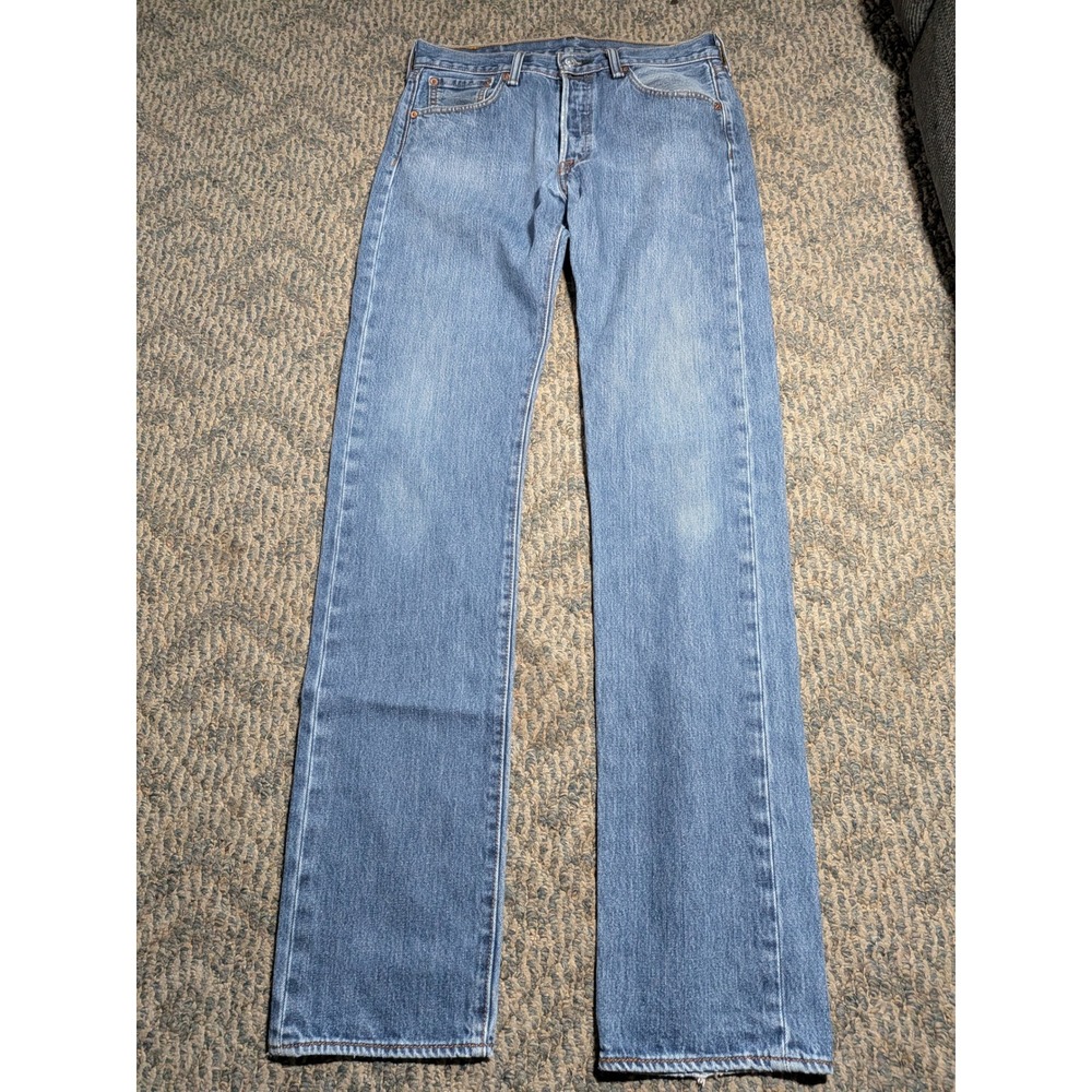 Vintage Levis 501 Mens Straight Leg Button Fly Blue Denim Jeans 30x35 USA Made